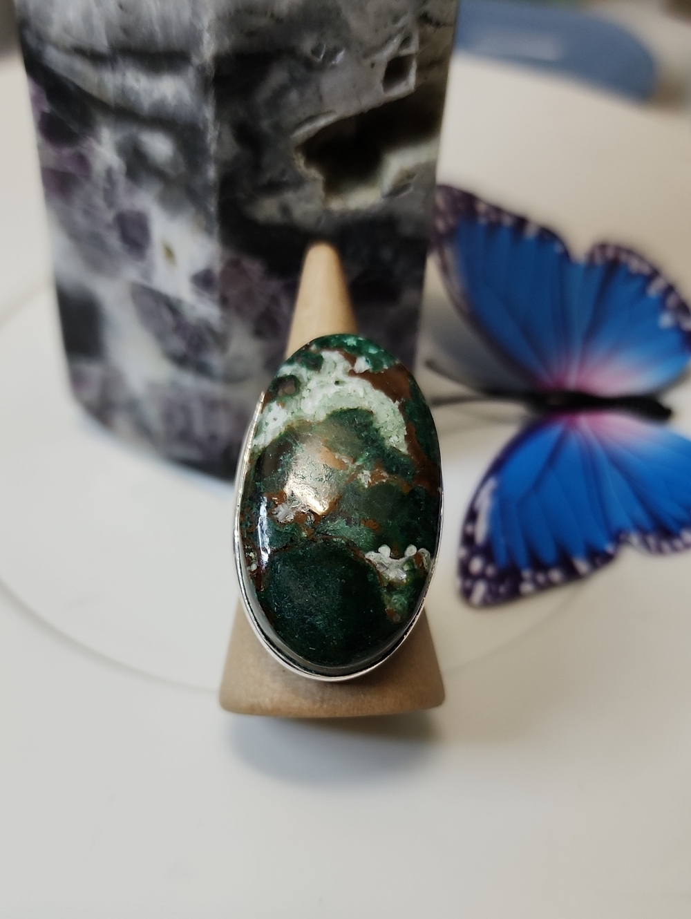Green Azurite- Chrysocolla Statement Ring - Women Jewelry